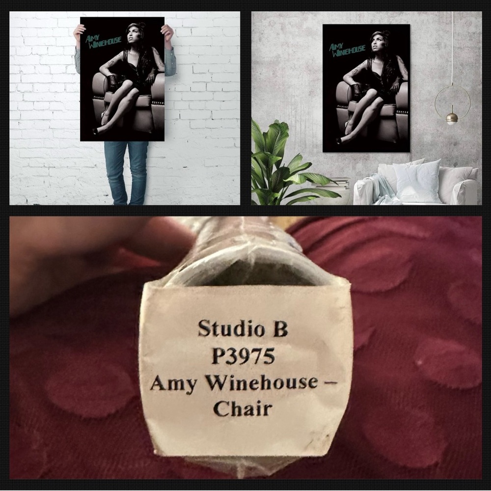 Amy Winehouse poster B&W -Lounge Chair- Back to Black music video- Black & White - Picture 7 of 8
